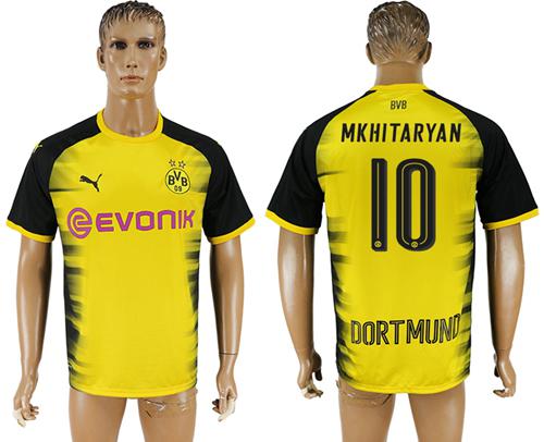 Dortmund #10 Mkhitaryan Yellow Soccer Club Jersey - Click Image to Close